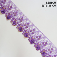 Foulard large pour femme de 15 cm avec bordure en sequins métalliques et broderie florale, idéal pour vêtements et accessoires