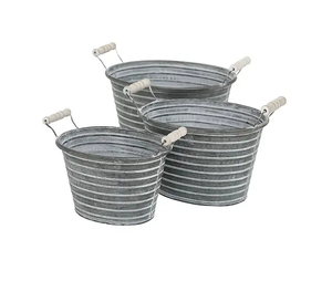 Top Selling Indian Stylish Fancy Metal Planter <b>Tubs</b> SET of 3 Unique Designer Metal <b>Galvanized</b> Planter Customized Shape Handmade - Product Image 6