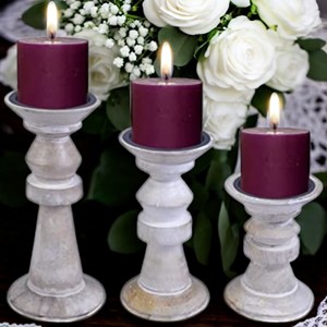 เชิงเทียนไม้วางกลางชุดเชิงเทียนไม้แนววินเทจทรงสูง3ชิ้น - Product Image 5