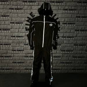 Streetwear vintage pour hommes ensemble deux pièces coupe-vent à capuche en nylon survêtement en polyester à fermeture éclair avec logo réfléchissant pour la saison de printemps - Product Image 3