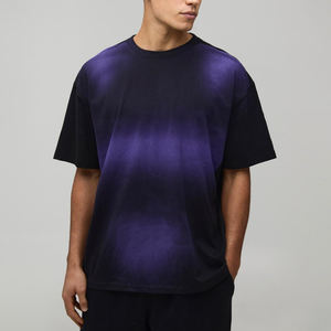 T-shirts amples et courts pour hommes, en coton lourd, délavé à l'acide, vintage, à épaules tombantes, vierges, pour impression streetwear - Product Image 1