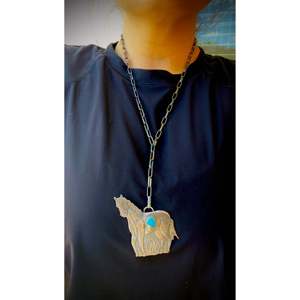 Collier Cheval en Or Blanc Joe Paul Kingman avec Turquoise, Argent Sterling, Sertissage à la Cannelure Réglable, Plaqué Rhodium, Forme d'Animal en Boîte - Product Image 2