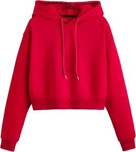 Custom Embroidered Printed Name Winter Badge Sequined Crop Top <b>Hoodies</b> 100% Cotton Soft Fleece <b>Red</b> Color Custom Sizes Short Long - Product Image 4