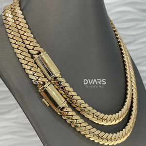 Premium 12mm Solid <b>Silver</b> <b>Cuban</b> <b>Chain</b> Necklace 18K Gold Plated Moissanite Bold Stylish Heavy Sterling <b>Silver</b> Men's Wedding - Product Image 2