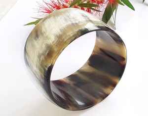 Unisex Buffalo Horn Copper Fashion Bangle Yellow Gold Wood Diamond Wedding Party <b>Inspired</b> Islam by crescent crafts - Product Image 3