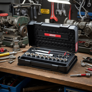 1/2'' Hexagonal <b>Socket</b> and <b>Ratchet</b> Set in ABS Case 15-Piece Usag Product - Product Image 3