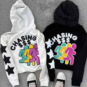 100% coton hommes surdimensionné ourlet brut sweat à capuche court avec pour bouffée personnalisé poids lourd Boxy pull hiver solide français éponge - Product Image 2