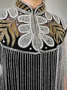 Cape burlesque asymétrique élégante avec paillettes de perles brodées pour les occasions de club festif se fixe au cou - Product Image 2