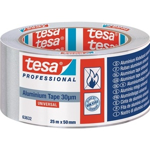 Cinta Adhesiva Universal de Aluminio 63632 con Revestimiento, 25m de Longitud, 50mm de Ancho, 1 Rollo para TESA, para Uso en Oficina - Product Image 1