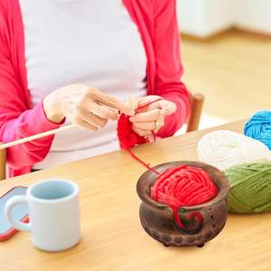 Support de bricolage en bois indien fait à la main pour la couture au crochet bol de fil artisanal avec trous pour éviter les enchevêtrements glissants - Product Image 3