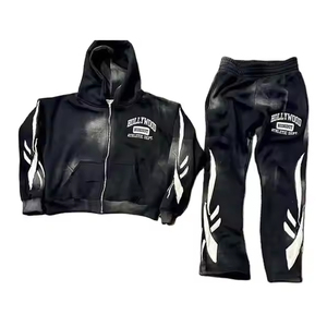 Pantalones de chándal personalizados unisex superventas chándal acampanado de lana de algodón con serigrafía lavada Vintage para invierno al por mayor - Product Image 4