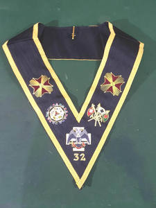 Étui rigide pour insignes maçonniques, tablier de maître maçon de la Loge bleue brodé, broderie dorée, fabriqué en cuir véritable/tissu velours, tendance - Product Image 5