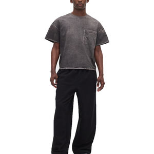 T-shirt en coton doux de qualité supérieure, lavage à l'acide personnalisé, surdimensionné, décontracté, vintage, été, blanc, manches courtes, col rond - Product Image 5