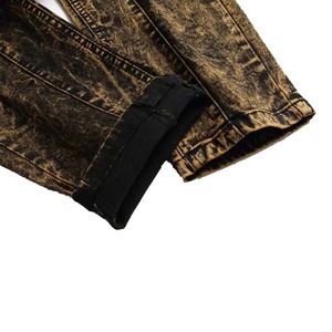 กางเกงยีนส์ขายาวเข้ารูปสำหรับผู้ชายกางเกงลำลองผ้ายีนส์ทรงตรงสไตล์วินเทจ - Product Image 3