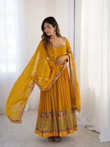 Indian Ethnic Wear Ready Made Heavy Georgette Embroidery Work Salwar Kameez Lace Border Dupatta Set Party Quick Dry All Seasons - Product Image 2