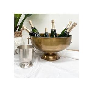 Porta Cubitera de Metal, Enfriador de Vino Grande de Latón, Centro de Mesa con Acabado Antiguo para Comedor - Product Image 1