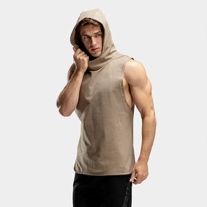 Haute qualité coton sans manches pull Gym à capuche personnalisé imprimé solide motif entraînement débardeurs pour hommes été musculation - Product Image 1