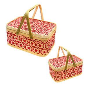 Cestas de Almacenamiento Rectangulares de Bambú Tejidas a Mano de Estilo Vintage Multiusos con Diseños Florales para Regalos de Oficina y Almacenamiento en el Hogar - Product Image 1