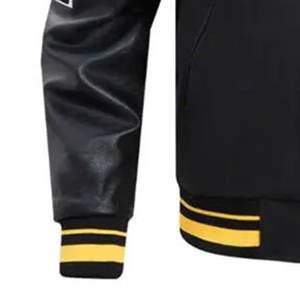 Vestes universitaires pour femmes en gros, logo brodé personnalisé, manches en cuir noir, vestes streetwear amicales, vestes en laine, style lettreman - Product Image 4