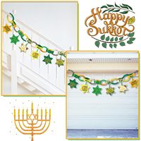 Guirlande de décoration pour la fête juive de Sukkot, chaînes en papier avec pompons, guirlande suspendue pour Sukkot, fournitures pour fête de Sukkot