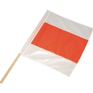 Drapeau de signalisation en polyester 500 mm x 500 mm avec mât en bois pour usage extérieur - Product Image 1