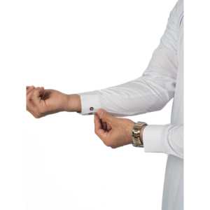 Shalwar pour homme E-29 à manches longues, 100% coton popeline, blanc, anti-rides - Product Image 1