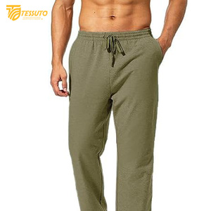 Pantalones deportivos informales ligeros de algodón 100% para hombre con malla inferior abierta y bolsillos con cremallera, pantalones de chándal holgados - Product Image 4