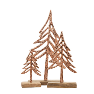 Juego de 2 Adornos de Mesa de Estrella de Aluminio Dorado Hechos a Mano, Figuras Navideñas Modernas con Base de Madera, Escultura Decorativa para el Hogar - Product Image 4