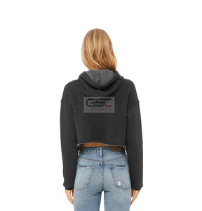 <b>Crop</b> <b>Top</b> Short Length Fleece Hoodies for Women with Full Sleeves and Single Plain Color Get Manufacture Your Private Brand Hoods - Product Image 6
