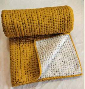 Colcha Kantha de Algodón Puro Hecha a Mano, Estilo Tradicional, Teñida a Mano, Cubrecama Bohemio, Manta Lavable, Tamaño King y Queen para Hotel - Product Image 5