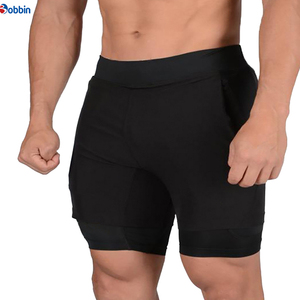 Customized Men Shorts Custom Black Jogging Cycling Nylon Woven Double <b>Layer</b> Pants Gym Athletic Lined Men's Shorts Breathable - Product Image 3