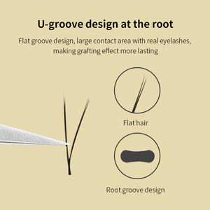 Extensiones <span class=keywords><strong>de</strong></span> pestañas planas elipse en forma <span class=keywords><strong>de</strong></span> V <span class=keywords><strong>con</strong></span> logotipo personalizado <span class=keywords><strong>de</strong></span> su marca, volumen prefabricado, tipo V individual, 2 puntas, pestañas planas - Product Image 5