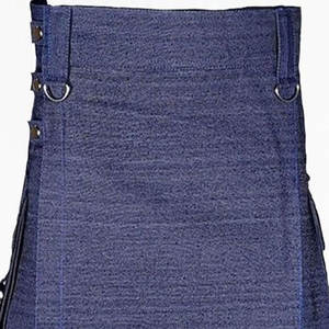 Vente en gros d'usine, kilt moderne en denim bleu utilitaire écossais de qualité supérieure, 2026 - Product Image 4