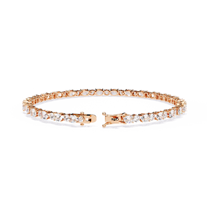 สร้อยข้อมือเทนนิสประดับเพชรทรงรีขนาด4มม. สร้อยข้อมือเพชรสีขาวทอง18K สุดหรู - Product Image 4