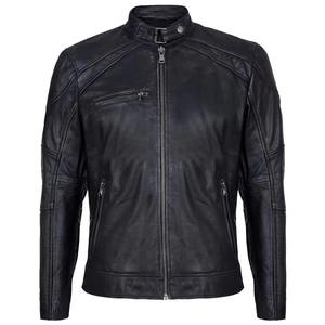 Chaqueta Formal de cuero rojo para motocicleta para hombres, prendas de vestir exteriores de motorista con estilo, hombros acolchados, diseño de rayas, brazos, pedidos al por mayor - Product Image 5