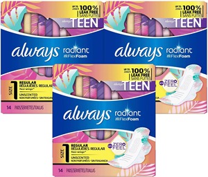 Para almohadillas femeninas radiantes siempre discretas, tamaño 2, algodón transpirable pesado con alas perfumadas, 36 unidades - Product Image 3