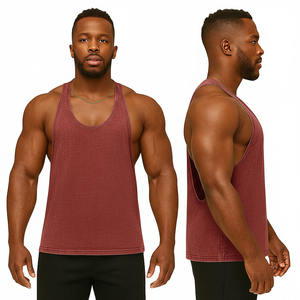 Custom vintage washed sleeveless gym tank top men workout fitness bodybuilding vest loose fit breathable muscle training tank - Product Image 4