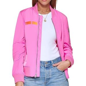 Chaqueta de bombardero Rosa personalizada para mujer, transpirable, antiarrugas, tela de lona acabada, ropa de invierno para mujer - Product Image 1