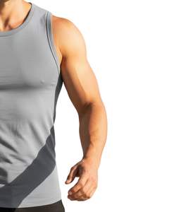 Camiseta sin Mangas para Hombre, Ajustada, Deportiva, para Gimnasio, Tejido Elástico, Color Gris Sólido, Chaleco de Fitness, Fabricante Personalizado, Venta al por Mayor - Product Image 2