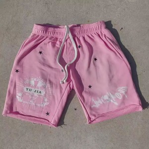 Alta calidad gran oferta verano algodón cordón Vintage hombres Raw Edge ácido lavado pantalones cortos logotipo personalizado pantalones cortos para hombres - Product Image 5