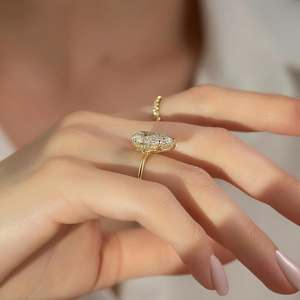 ชุดแหวนเพชรโมอิสไนท์สีเงิน10K 14K 18K สำหรับผู้หญิงชุดงานหมั้นงานแต่งงานทำจาก925 - Product Image 2