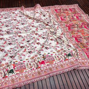 Saree Paithani de seda de tejido puro de lujo con intrincado trabajo Zari perfecto para bodas, fiestas y colecciones étnicas - Product Image 4