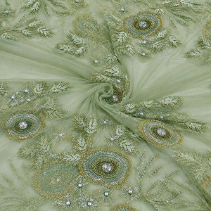 Lehenga de Mariée de Luxe Noir Léger à Motifs Floraux, Tissu en Dentelle Perlée de Pierres et Paillettes, 100% Polyester Respirant, Fait Main pour Mariage - Product Image 5