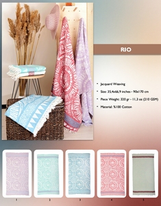 ผ้าขนหนูชายหาด DAFNI BIG PAZAR สีม่วง ลายก้างปลา พิมพ์ลาย ผ้าเทอร์รี่ ผ้าฝ้าย แต่งพู่สีขาว น้ำหนักปานกลาง เคลือบ HDPE - Product Image 2