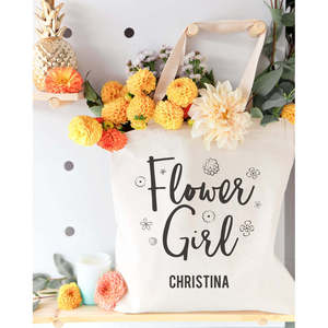 Sac fourre-tout personnalisé en toile de coton pour mariage, fermeture ouverte, couleur unie, motif demoiselle d'honneur - Product Image 3