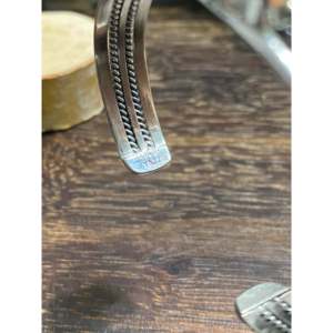 Navajo Handmade Mohave Turquoise & Sterling <b>Silver</b> Fashion <b>Cuff</b> <b>Bracelet</b> - Product Image 4