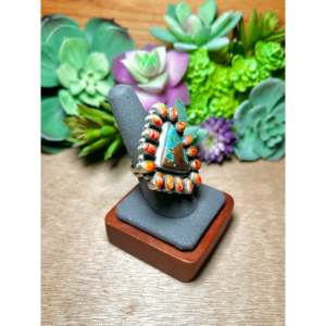 Anillo Ajustable de Plata de Ley Sheila Becenti con Incrustaciones de Turquesa Multicolor para Regalo - Product Image 2