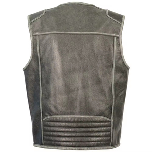 Respirant nouveau haute qualité en cuir noir hiver chaud gilet poches à rabat fermeture éclair personnalisé gilet veste hommes décontracté sans manches - Product Image 5