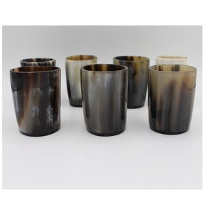 Ensemble de verres à liqueur à whisky en corne naturelle personnalisable tasse à corne à boire Viking étanche Logo Agate polie Style animal naturel - Product Image 2