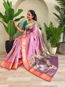 Sari en soie exclusif de dernière génération de designers indiens, vêtements ethniques tendance pour femmes indiennes, pour les mariages, look élégant et chic - Product Image 2